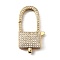 Brass Clear Cubic Zirconia Lobster Claw Clasps, Cadmium Free & Nickel Free & Lead Free, Rectangle, Real 18K Gold Plated, 37x19.5x6.5mm, Hole: 4.5x2mm