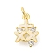 Rack Plating Brass Micro Pave Cubic Zirconia Charms, Long-Lasting Plated, Lead Free & Cadmium Free, Cross, Real 18K Gold Plated, 12x8.5x1.5mm, Hole: 3mm