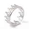 Non-Tarnish 304 Stainless Steel Crown Open Cuff Rings for Women, Stainless Steel Color, Inner Diameter: 17mm