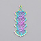 Ion Plating(IP) 201 Stainless Steel Pendants, Laser Cut, Fan, Rainbow Color, 41x17x1mm, Hole: 1.6mm