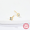 Golden Sterling Silver Micro Pave Cubic Zirconia Stud Earring, Square, Light Sky Blue, 3.2x3.2mm