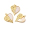 Brass Micro Pave Cubic Zirconia Pendants, Cadmium Free & Nickel Free & Lead Free, with Shell & Jump Rings, Real 18K Gold Plated, Wing, 20.5x17.5x2mm, Hole: 3.2mm