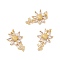 Brass Micro Pave Clear Cubic Zirconia Pendants, with Jump Ring, Cadmium Free & Lead Free, Flower, Real 18K Gold Plated, 19x12.5x3.5mm, Hole: 3mm