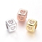 Brass Beads, with Micro Pave Cubic Zirconia, Cube with Heart, Clear, Mixed Color, 6x6x6mm, Hole: 3mm