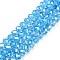 Electroplate Glass Beads Strands, AB Color Plated, Faceted, Rondelle, Deep Sky Blue, 6x5mm, Hole: 1mm, about 80~85pcs/strand, 38~40cm