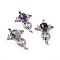 Natural Amethyst Teardrop Pendants, Key Charms, with Rack Plating Platinum Tone Brass Findings, 46x32x9~10.5mm, Hole: 7x5mm