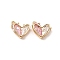 Brass Micro Pave Cubic Zirconia Pendants, Cadmium Free & Nickel Free & Lead Free, Heart Charms, Real 18K Gold Plated, Pearl Pink, 13x9.5x5mm, Hole: 1.2mm
