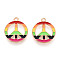 Rainbow Color Pride Alloy Enamel Pendants, Peace Sign Charms, Light Gold, Colorful, 20.5x17.7x1.5mm, Hole: 2mm