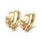 Brass Micro Pave Cubic Zirconia Hoop Earring, Light Gold, 17x8mm