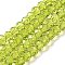 Transparent Baking Paint Glass Beads Strands, Faceted, Rondelle, Yellow Green, 6x5mm, Hole: 1.2mm, about 80~85pcs/strand, 38~40cm