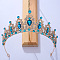 Bride Crown European Wedding Dress Headpiece Birthday Adult Gift Crystal Crown Hair Accessory, Sky Blue