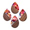 Transparent Resin & Walnut Wood Big Pendants, with Glitter Powder, Teardrop, Colorful, 51.5x33~33.5x3.5mm, Hole: 2mm
