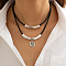 Flat Round Alloy Pendant Double Layer Necklaces, Waxed Leather Cord Necklaces for Women, Antique Silver, 14.17 inch(36cm) & 16.14 inch(41cm), 2pcs/set