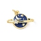 Brass Micro Pave Cubic Zirconia Enamel Pendants, with Jump Ring, Planet, Lead Free & Cadmium Free, Long-Lasting Plated, Real 18K Gold Plated, Rack Plating, Blue, 12.5x17.5x7.5mm, Hole: 2.2mm