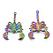 201 Stainless Steel Pendants, Scorpion, Rainbow Color, 43.5x29x3mm, Hole: 1.8mm
