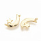 Brass Charms, Moon & Star, Nickel Free, Real 18K Gold Plated, 13x7x1mm, Hole: 1mm