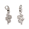 Brass Micro Pave Cubic Zirconia Pendants, Cadmium Free & Nickel Free & Lead Free, with Jump Ring, Snake Charms, Platinum, 22x17.5x2mm, Hole: 3mm
