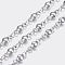Tarnish Resistant 304 Stainless Steel Chains, Flat Round Link Chains, Soldered, Stainless Steel Color, 8x3x2mm