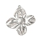 Non-Tarnish 304 Stainless Steel Pendants, Flower Charm, Stainless Steel Color, 32x29x2.5mm, Hole: 1.5mm