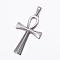 Non-Tarnish 304 Stainless Steel Pendants, with 201 Stainless Steel Snap on Bails, Ankh Cross, Stainless Steel Color, 44.5x25.5x3mm, Hole: 8x4mm