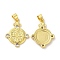 Brass Micro Pave Cubic Zirconia Pendants, Lead Free & Cadmium Free, Flat Round, Real 18K Gold Plated, 22.5x17x2.5mm, Hole: 5x3.5mm
