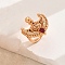 Vintage Geometric Luxury Brass Pave Cubic Zirconia Rings for Women, Golden, Red, Inner Diameter: 16~18mm