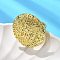 Flat Round Brass Cuff Rings for Women, Rack Plating, Long-Lasting Plated, Cadmium Free & Lead Free, Real 18K Gold Plated, Inner Diameter: Adjustable