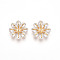Brass Micro Pave Cubic Zirconia Pendants, Cadmium Free & Nickel Free & Lead Free, Flower, Clear, 15.5~16x14.2x3.8mm, Hole: 0.9mm