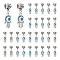 30Pcs Antique Silver Plated Alloy European Dangle Charms, Large Hole Pendants, with Enamel, Hamsa Hand/Hand of Miriam with Evil Eye, White, 31mm, Hamsa Hand: 21x11x3mm, Hole: 5mm