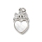 Brass Pave Natural White Shell Pendants, Crown Heart Charms with Jump Rings, Long-Lasting Plated, Lead Free & Cadmium Free, Rack Plating, Platinum, 18x10.5x3mm, Hole: 3mm