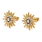 PVD Vacuum Plating 304 Stainless Steel Sun Stud Earings with Rhinestone, Golden, 14.5mm