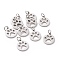 Non-Tarnish 304 Stainless Steel Pendants, Flat Round with Dog Paw Prints, Stainless Steel Color, 14x12x1.1mm, Hole: 4mm