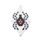 Handmade Loom Pattern Seed Beads, Rhombus with Spider Pendants, White and Black, 42x26.5x1.5mm, Hole: 1.5mm