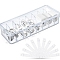 Rectangle Plastic Cable Organizer Storage Boxes, 8-Grid Adjustable Dividers Boxes with Lid and 10Pcs Wire Ties, for Desk Management, Clear, 26x10x6cm