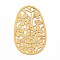 Brass Pendants, Etched Metal Embellishments, Hollow Out Oval with Flower, Golden, 40x24x0.2mm, Hole: 1.6mm