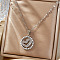 French Romantic Brass Pave Clear Cubic Zirconia & Plastic Pearl Hollow Heart Pendant Necklaces, Platinum, 15.75 inch(40cm)