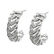 Letter C Rack Plating Brass Micro Pave Clear Cubic Zirconia Stud Earrings for Women, Long-Lasting Plated, Lead Free & Cadmium Free, Platinum, 21x7mm