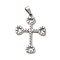 Non-Tarnish 304 Stainless Steel Pendants, Cross Charm, Stainless Steel Color, 38.5x28x2.5mm, Hole: 8x4mm