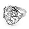 Non-Tarnish 201 Stainless Steel Finger Rings, Flower, Stainless Steel Color, Inner Diameter: 18mm