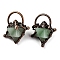 Natural Green Aventurine Merkaba Star Pendants, Brass Star Charms with Jump Rings, Red Copper, 35x31x20mm, Hole: 6mm