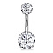 Clear Cubic Zirconia Belly Button Rings, Stainless Steel Piercing Navel Rings, Curved Barbell Body Jewelry for Women, Stainless Steel Color, Round, 8~13mm, Bar: 10x1.5mm