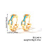 Fashionable Brass Cubic Zirconia Ring Hoop Earrings, Chain Charm, Golden, Blue, 19x6mm