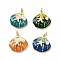 Brass Micro Pave Cubic Zirconia Pendants with Enamel and ABS Imitation Pearl, Shell Shape, Rack Plating, Long-Lasting Plated, Lead Free & Cadmium Free, with Jump Ring, Real 18K Gold Plated, Mixed Color, 17.5x17x5.5mm, Hole: 3mm