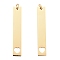 Ion Plating(IP) 304 Stainless Steel Pendants, with Jump Ring, Manual Polishing, Rectangle with Heart Charm, Golden, 40x7x1.5mm, Hole: 3mm