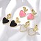 Brass Dangle Stud Earrings, with Enamel, Rack Plating, Long-Lasting Plated, Lead Free & Cadmium Free, Heart, Real 18K Gold Plated, Mixed Color, 23x14mm