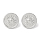 304 Stainless Steel Flat Round with Sun Stud Earrings, Stainless Steel Color, 18.5mm