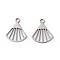 Non-Tarnish 304 Stainless Steel Pendants, Fan Charm, Stainless Steel Color, 17x14.5x1mm, Hole: 1.8mm