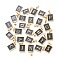 304 Stainless Steel Pendants, with Enamel, Real 18K Gold Plated, Rectangle with Letter Charm, Black, 17.5x12x1.5mm, Hole: 5x3mm, about 26pcs/set
