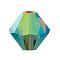 Preciosa® Crystal Beads, Czech Crystal, Bicone(451 69 302 Rondelle), 50230 20000 Olivine AB 2x, 4mm, Hole: 0.8mm