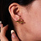 Stainless Steel Flat Round Irregular Stud Earrings, Real 18K Gold Plated